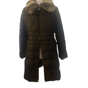 Laundry by Shelli Segal quilted down coat zip front detachable collar pockets